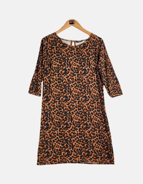 Leopard Print 3/4 Sleeve Dress