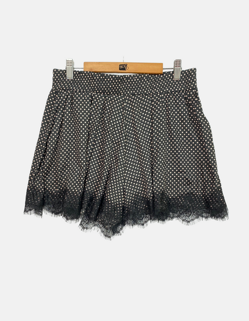 Polka Dot High-Waisted Shorts with Lace Trim