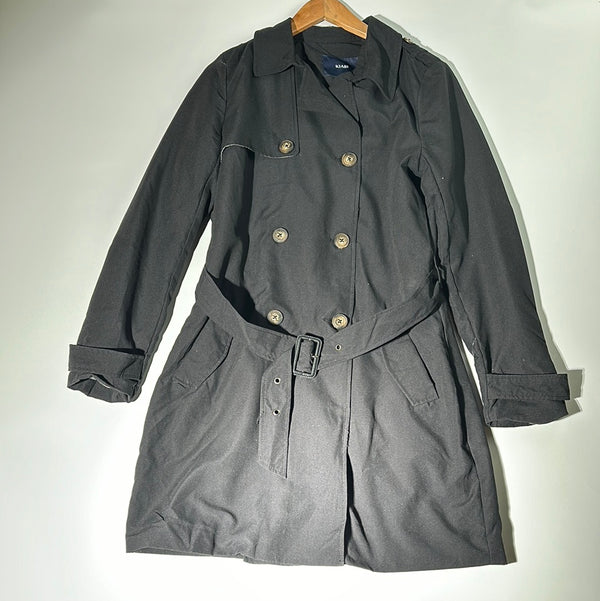 Classic Belted Trench Coat with Double-Breasted Design
