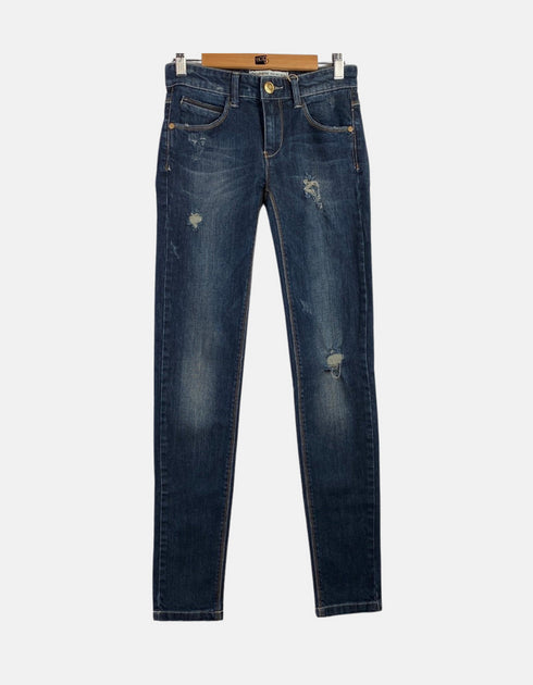 Classic Distressed Skinny Blue Denim Jeans