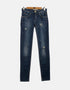 Classic Distressed Skinny Blue Denim Jeans