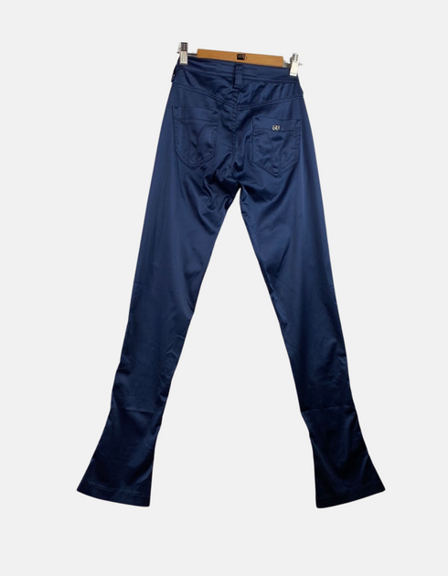 Navy Slim Fit Low-Rise Flare Pants