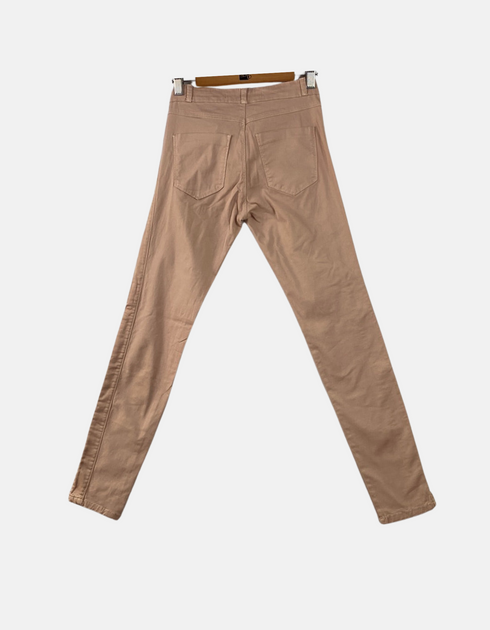 Beige Slim-Fit Trousers with Double Zipper Pockets