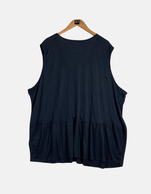 Sleeveless Navy Tunic with Embroidered Floral Detail