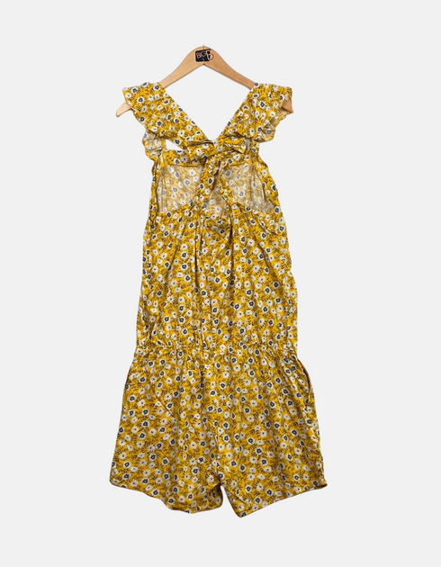 Yellow Floral Ruffle-Sleeve Romper