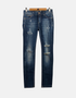 Distressed Slim-Fit Blue Denim Jeans