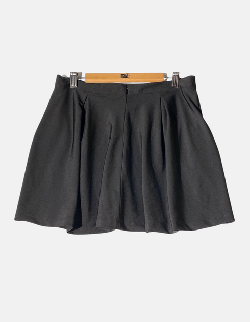 Black Pleated A-Line Mini Skirt