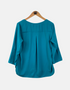Teal 3/4 Sleeve Layered Hem Blouse