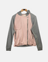 Two-Tone Pink and Grey Zip-Up Hoodie Jacket