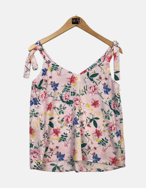 Floral Tie-Shoulder Pink Tank Top