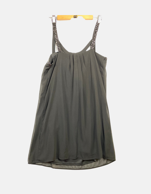 Elegant Black Sleeveless Dress with Embellished Straps