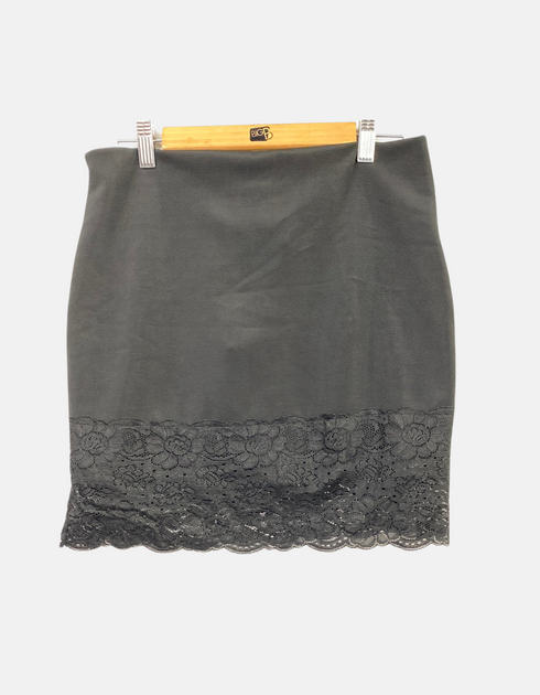 Black Mini Skirt with Lace Hem