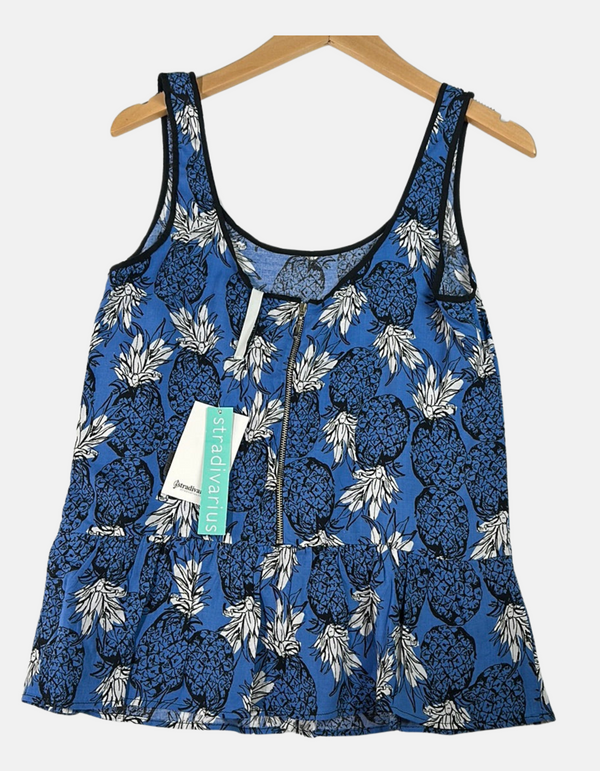 Pineapple Print Peplum Tank Top