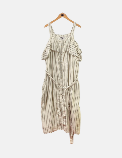 Long dress white line black FM