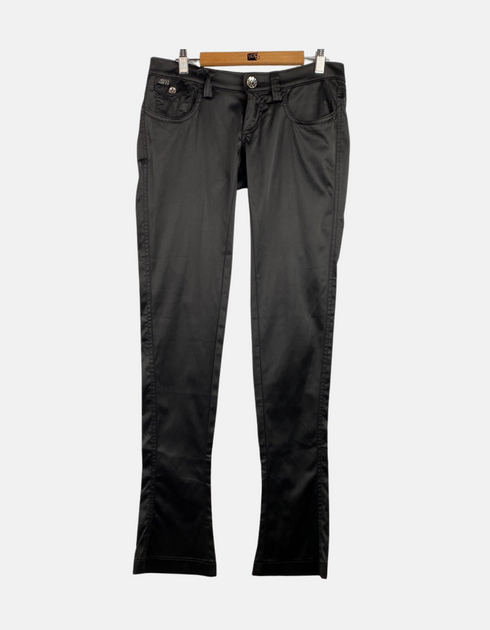Black Slim-Fit Low-Rise Flare Pants
