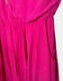 V-Neck Fuchsia Dress with Front Zipper Detail