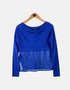 Sheer-Back Layered Long Sleeve Top in Royal Blue