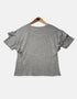 Grey T shirt with flower design on the front FM