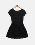Women's Black Cap-Sleeve Dress with Lace Hem