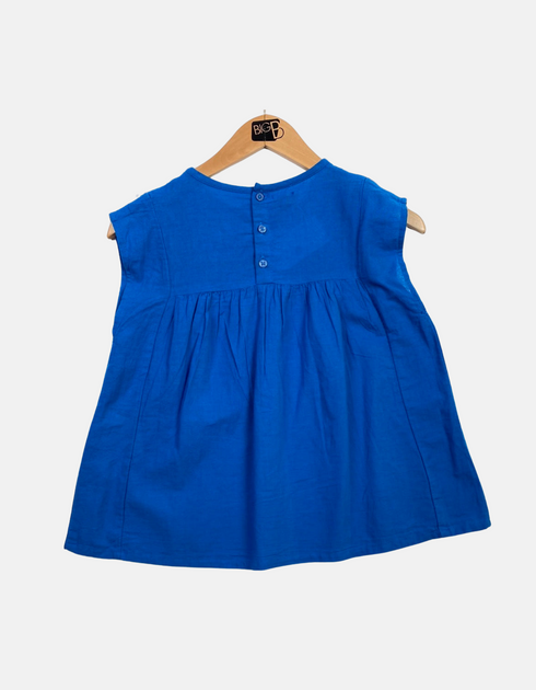 Sleeveless Embroidered Blue Tunic Top