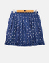 Navy Blue Pleated Skirt with Palm Tree Print