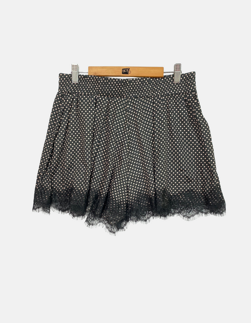 Polka Dot High-Waisted Shorts with Lace Trim