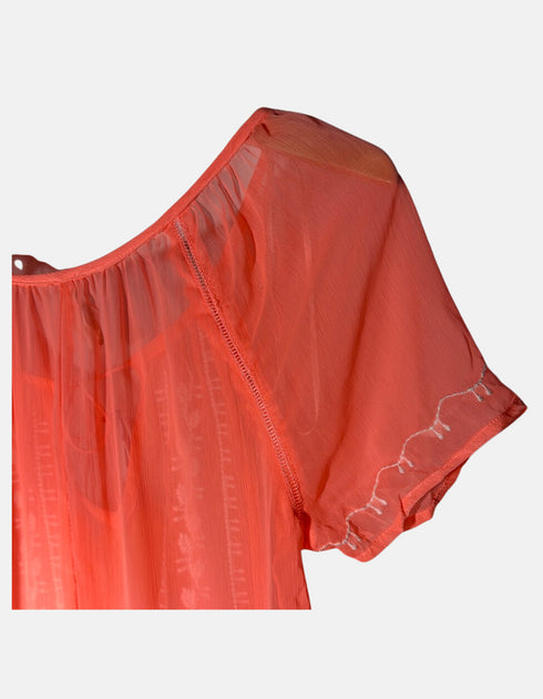 Coral Charm Peasant Blouse