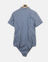 Blue Gingham Short-Sleeve Button-Up Bodysuit