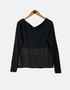 Black Sheer Panel Long-Sleeve Top