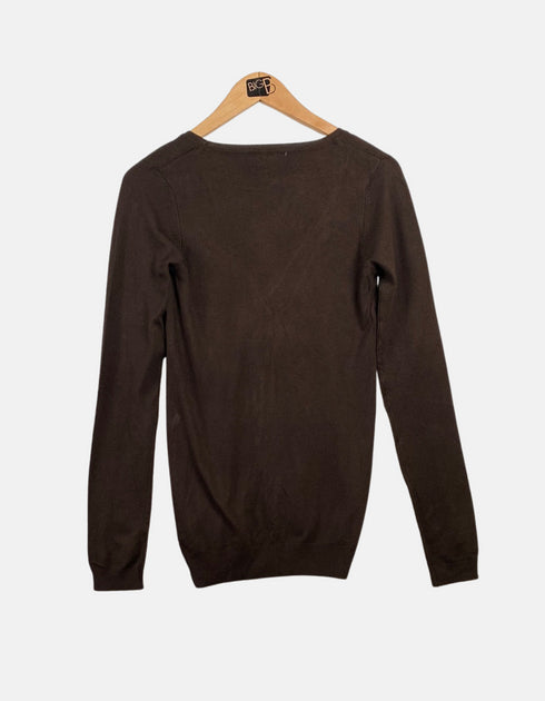 Women's coffee brown Long sleeve Cardigan with Decorative Buttons