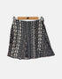 Women's Black and White Patterned Flared Skirt