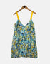 Floral Print Sleeveless Swing Dress with Yellow Straps