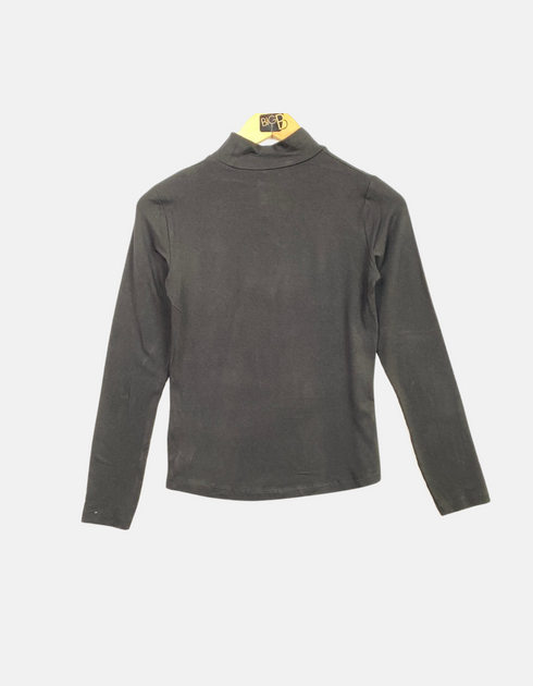 Black Long-Sleeve Mock Neck Top