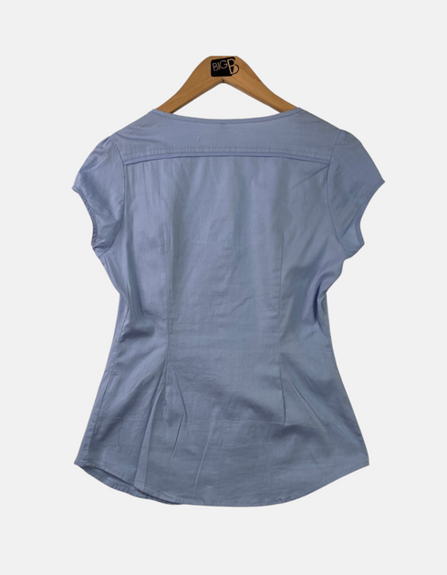 Light Blue Pintuck Button-Down Blouse