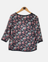 Women's Floral Print Blouse with Sheer Black Panel
