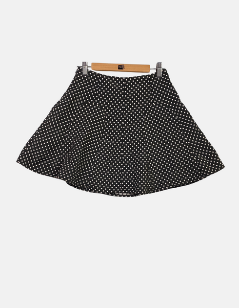 Black and White Polka Dot Flared Skirt