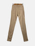 Beige High-Waist Slim-Fit Pants with Zipper Detail