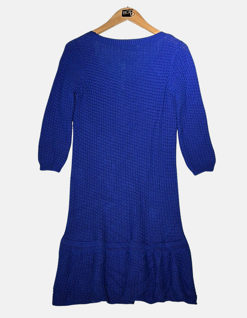 Royal Blue Knit Dress with Ruffle Hem