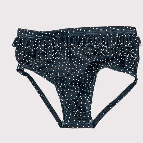 Midnight Polka-Dot Asymmetrical Tankini with Rose Accent