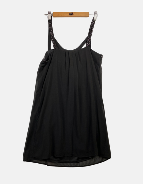 Elegant Black Sleeveless Dress with Embellished Straps