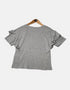 Grey T shirt with flower design on the front FM