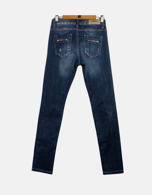 Distressed Slim-Fit Blue Denim Jeans