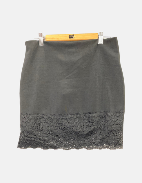 Black Mini Skirt with Lace Hem