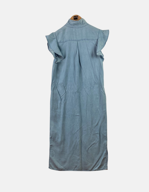 Ruffled Sleeve Denim Midi Dress