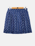 Navy Blue Pleated Skirt with Palm Tree Print