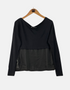 Black Sheer Panel Long-Sleeve Top