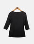 Black 3/4 Sleeve Henley Top with Button Details