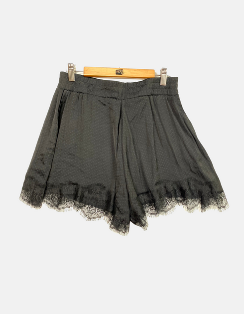 Black Polka Dot Lace Trim Shorts