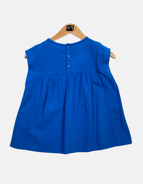 Sleeveless Embroidered Blue Tunic Top