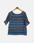 Navy and Blue Striped Button-Down Top